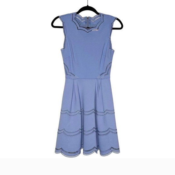 Ted Baker Cammey Scalloped Skater Dress Women's Blue Size 3 - Picture 2 of 8